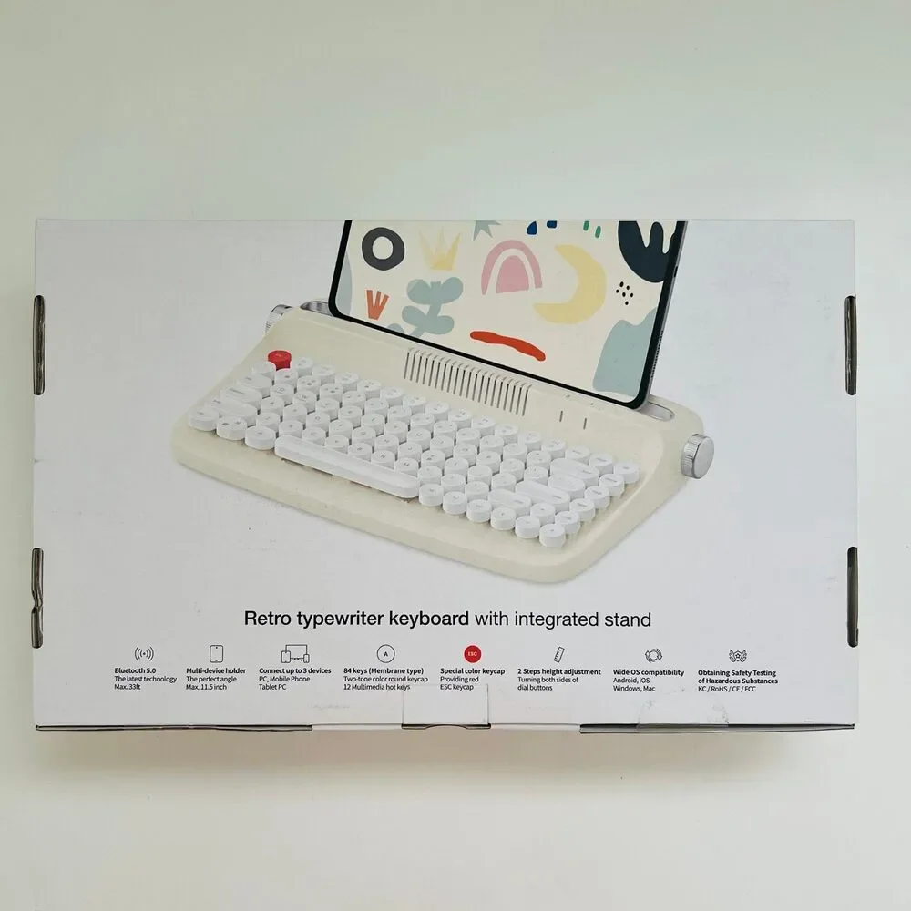 YUNZII ACTTO Wireless Typewriter Keyboard Bluetooth Stand for Tablet, Phone, PC